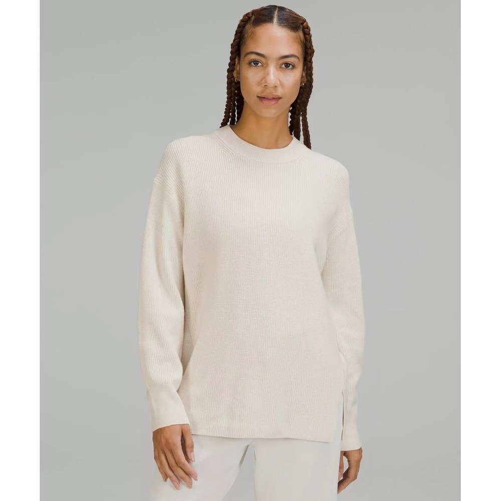 Lululemon | Merino Wool-Blend Ribbed Crewneck Sweater 4 White Opal W3GKAS